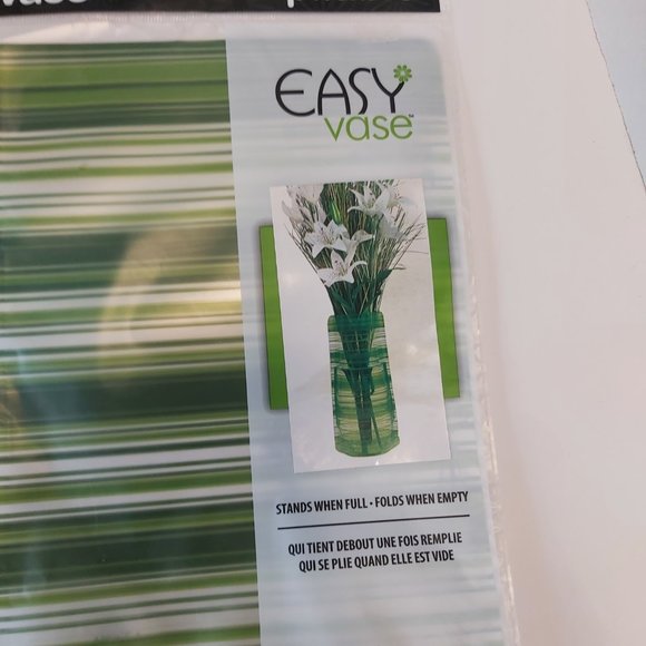 3/$20 Foldable reusable EASY VASE green stripes for flowers - Picture 2 of 4